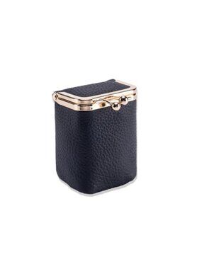 Litchi Faux Leather Coin Purse Mini Cosmetic Bag with Mirror Travel